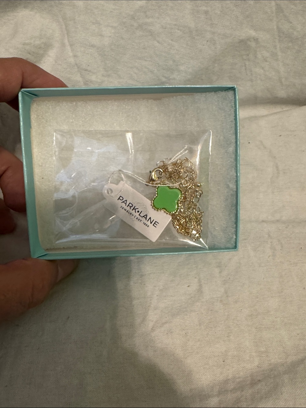 Park Lane Gold-Tone Necklace with Green Clover Charm